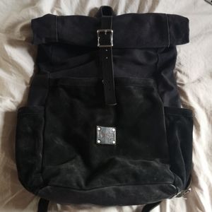 Handmade Leather, suede and canvas backpack